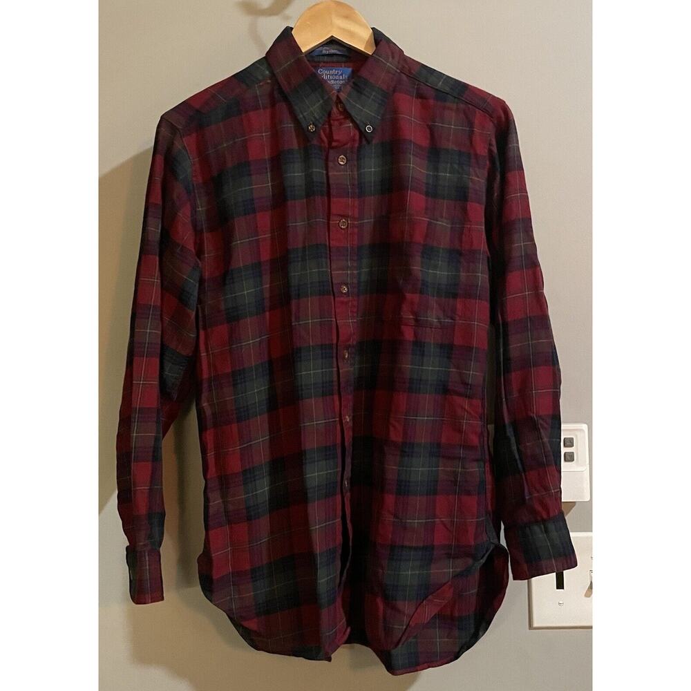 Pendleton Shirt Country Traditionals Wool Cotton Vintage USA Made Plaid Medium‎